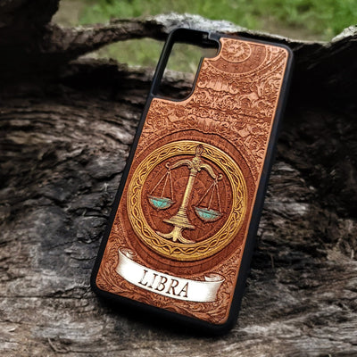 Astrology-themed Libra phone cover with hand-painted design
