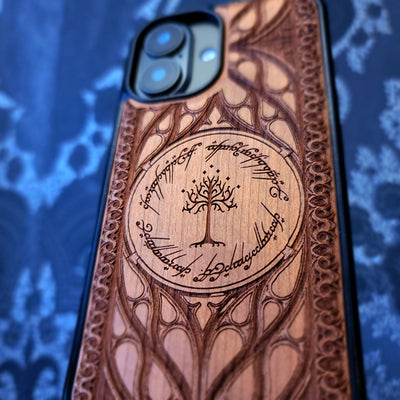 LORD OF THE RINGS wooden phone case for iPhone and Samsung Galaxy models.