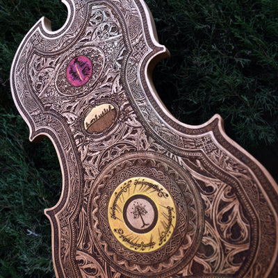 Gothic engraved wood art – gothic art, engraved wood, dark fantasy, skeleton design, artisan crafted