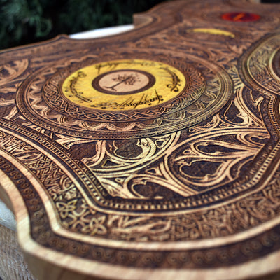 Gothic engraved wood art – gothic art, engraved wood, dark fantasy, skeleton design, artisan crafted