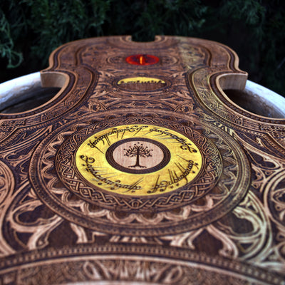 Gothic engraved wood art – gothic art, engraved wood, dark fantasy, skeleton design, artisan crafted