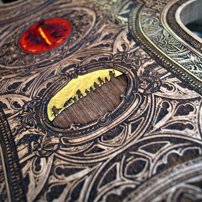 Gothic engraved wood art – gothic art, engraved wood, dark fantasy, skeleton design, artisan crafted