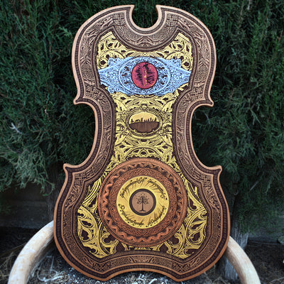 Fantasy Movie Violin II – gothic art, engraved wood, dark fantasy, skeleton design, artisan crafted