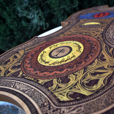 Gothic engraved wood art – gothic art, engraved wood, dark fantasy, skeleton design, artisan crafted