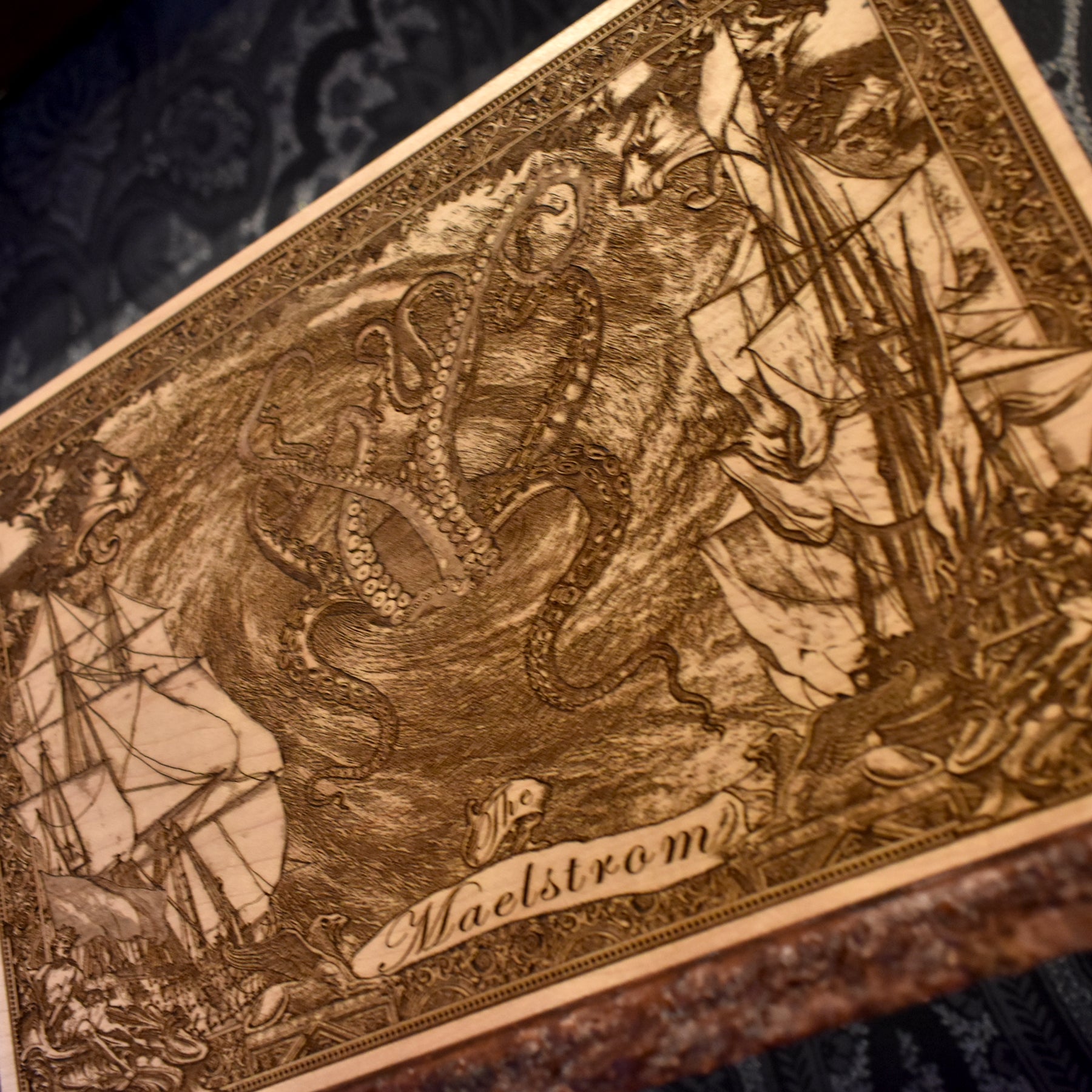 The Maelstrom Wood Wall Art, Medium | Kraken Ocean Decor