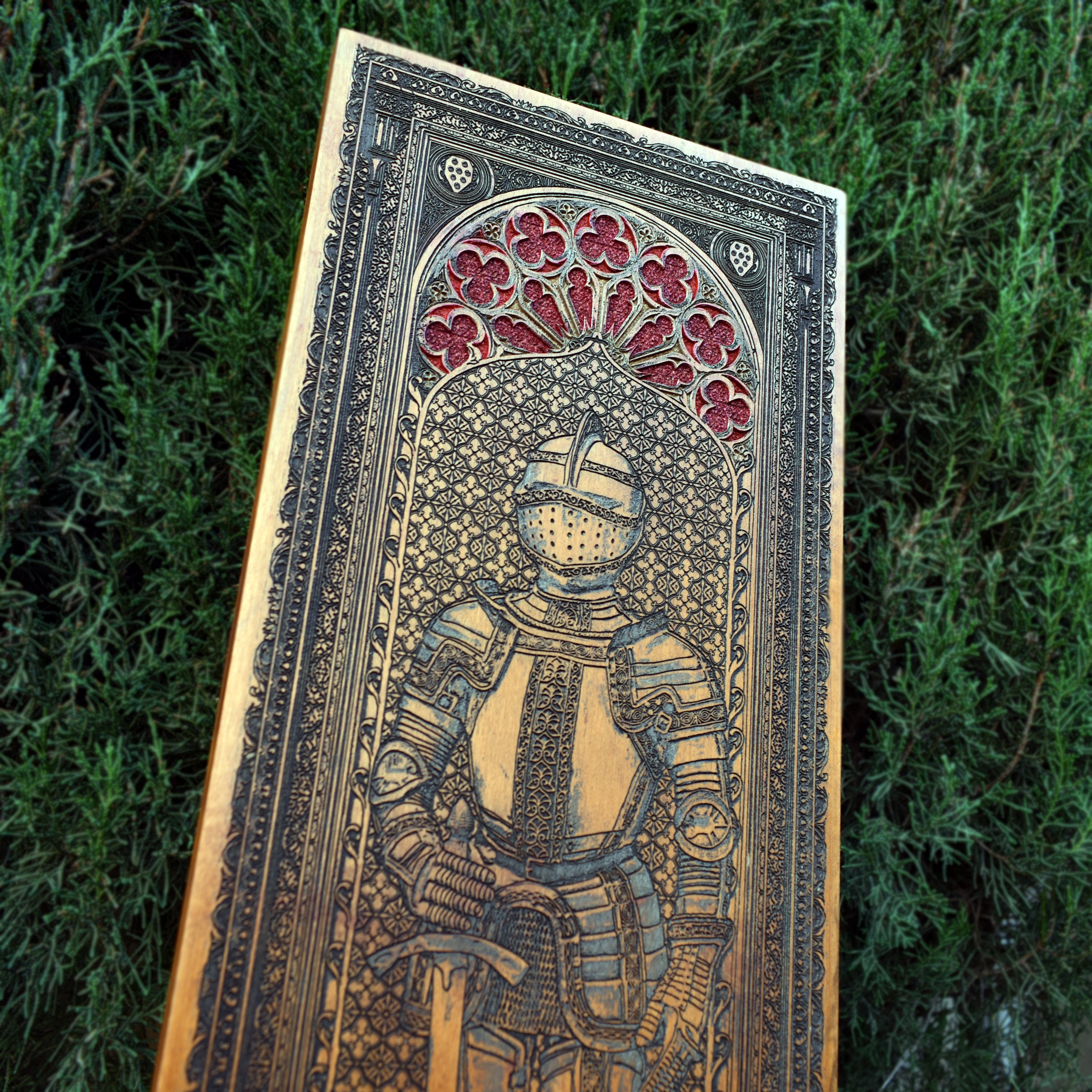 Medieval Knight soldier -  Cherrywood Stained - Large