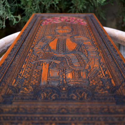 Fantasy medieval knight wall art with cherrywood texture