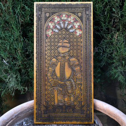 Medieval soldier -  Oak Stained Wood - Large