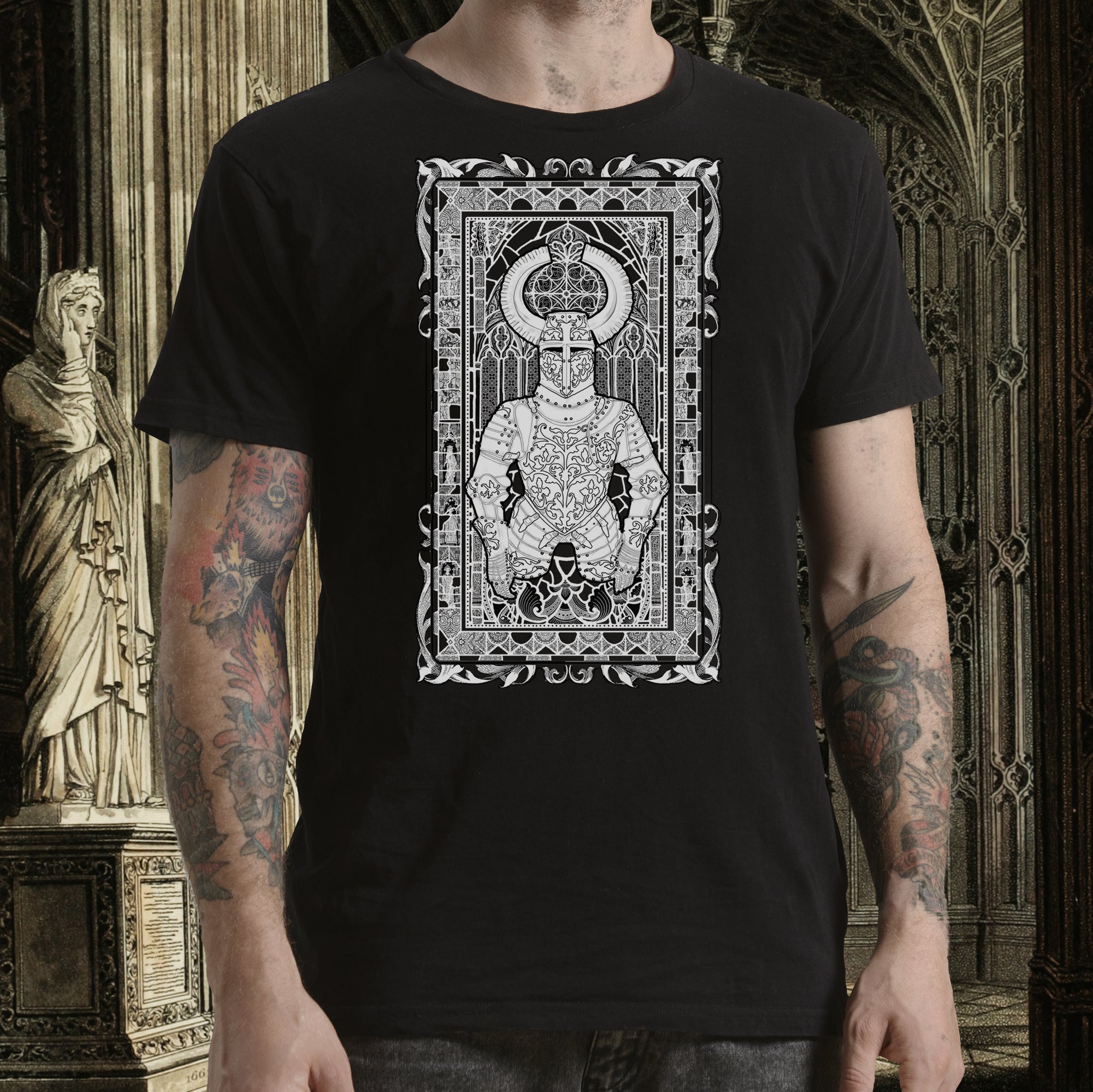 Medieval Graphic T-Shirt, Goth Clothing "Sacred Armour"