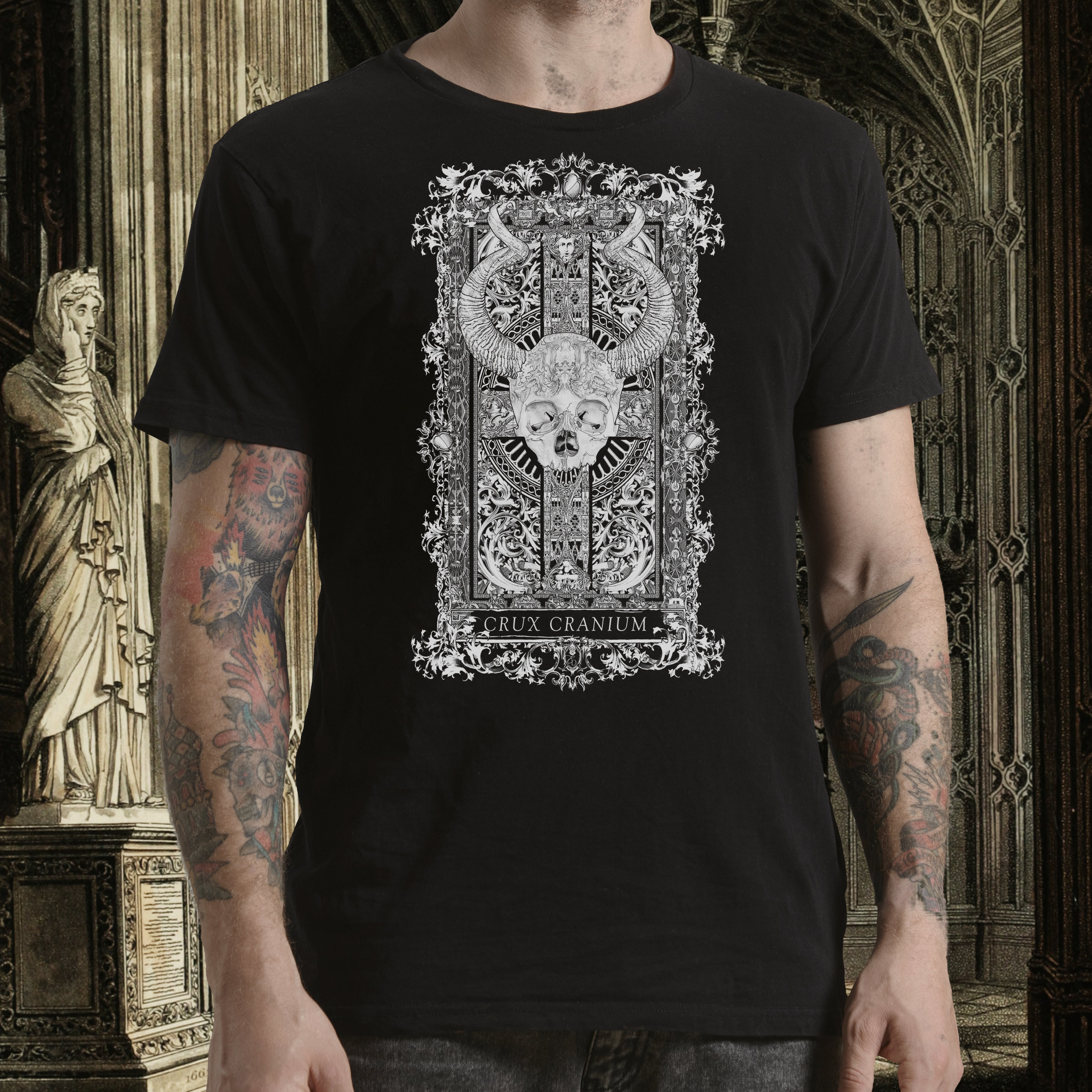 Skull Graphic T-Shirt, Goth Clothing "Cross Skull"