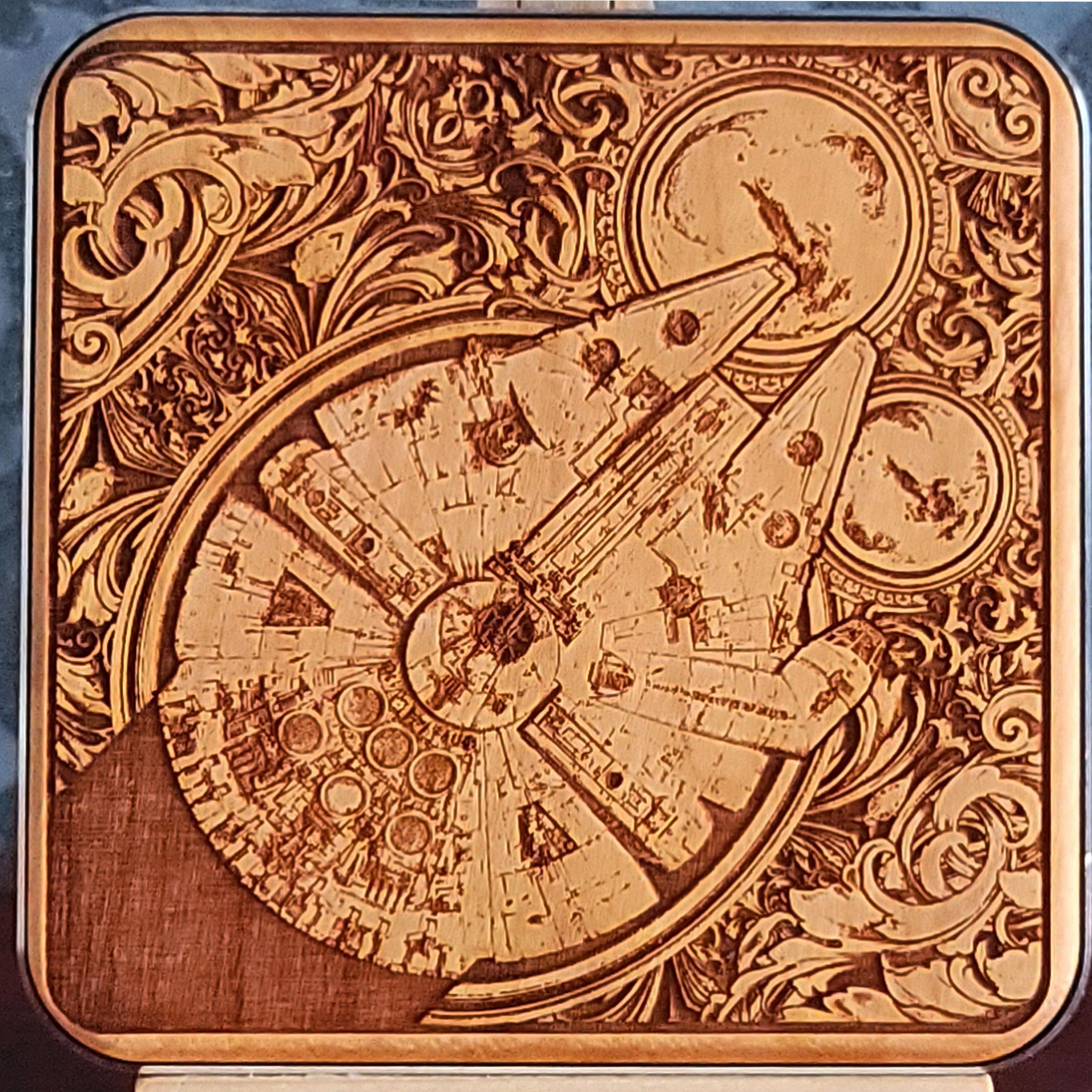 Millennium Falcon Star Wars Wireless Charger Star Wars engraved wood 