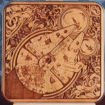 Millennium Falcon Star Wars Wireless Charger Star Wars engraved wood 