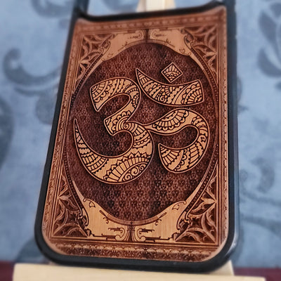 Om symbol engraved wooden phone case