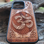 Load image into Gallery viewer, iPhone &amp; Samsung Galaxy Wood Phone Case - Gothic Pattern with OM AUM Reiki Symbol
