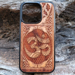Load image into Gallery viewer, iPhone &amp; Samsung Galaxy Wood Phone Case - Gothic Pattern with OM AUM Reiki Symbol
