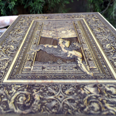 Laser-etched Greek mythology artwork – High-detail Phaeton Fall design.