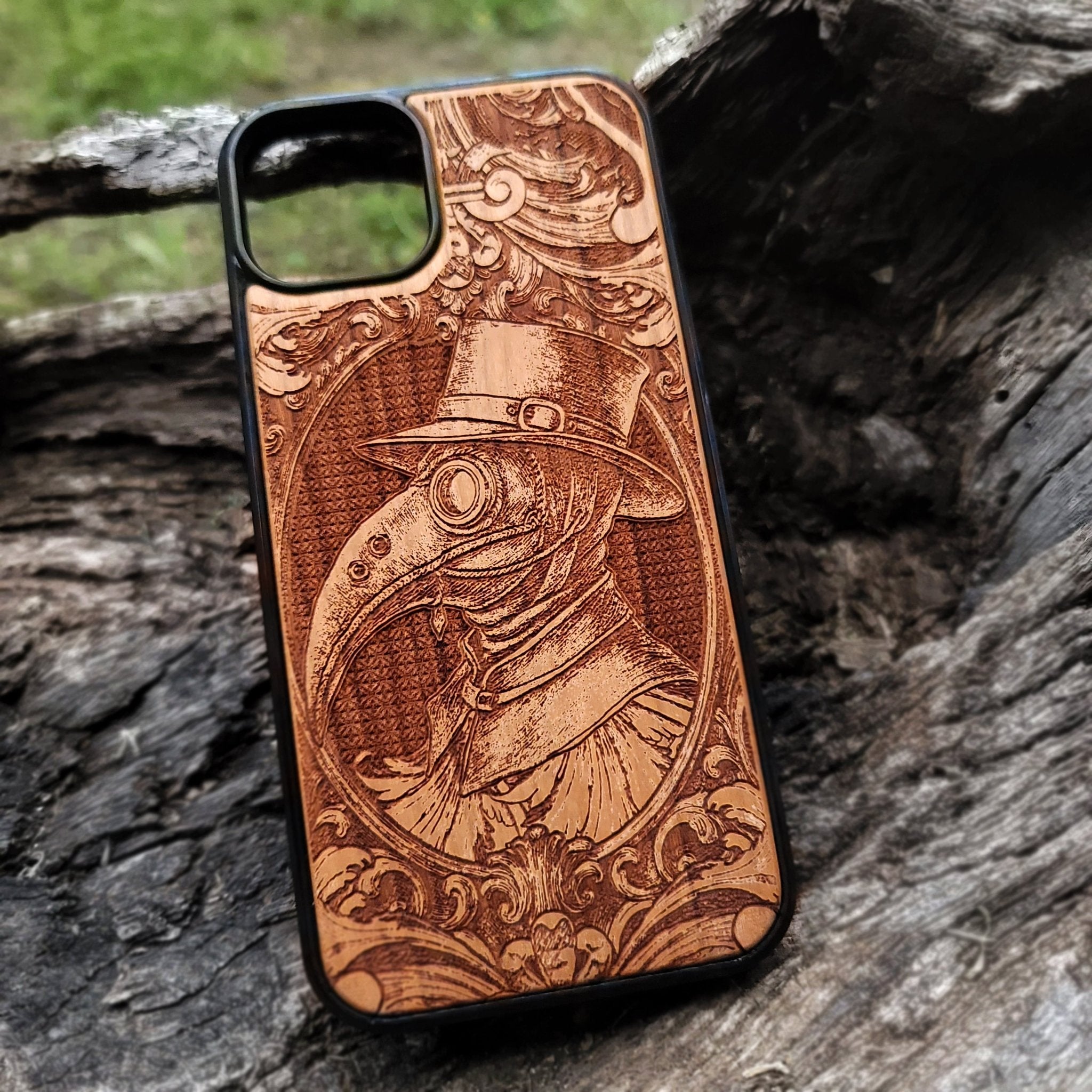 Gothic plague mask phone case wood engraved Galaxy S