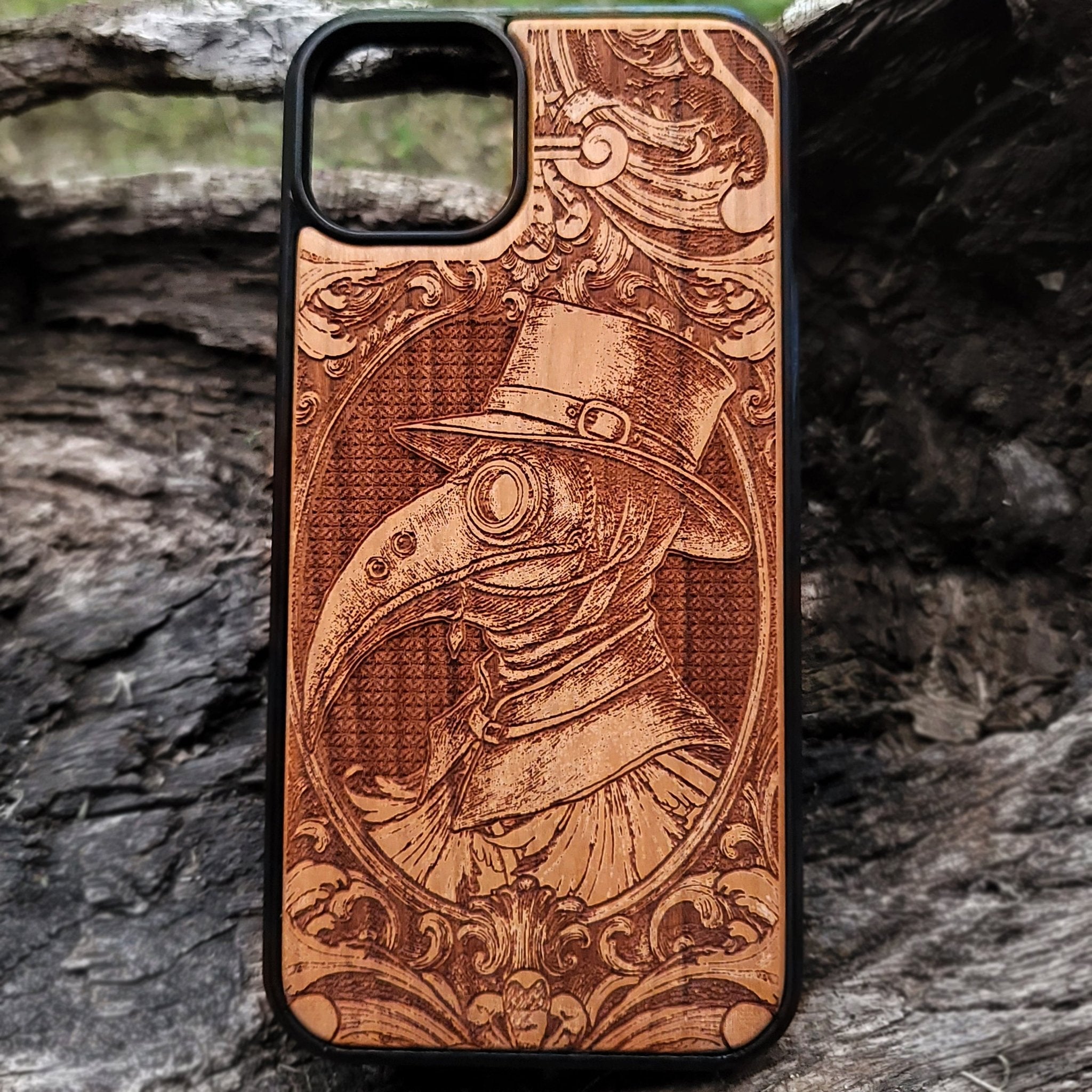 Plague Doctor wood phone case iPhone  Galaxy S engraved