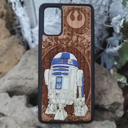 wood Phone case with R2-D2 design on iphone & galaxy 