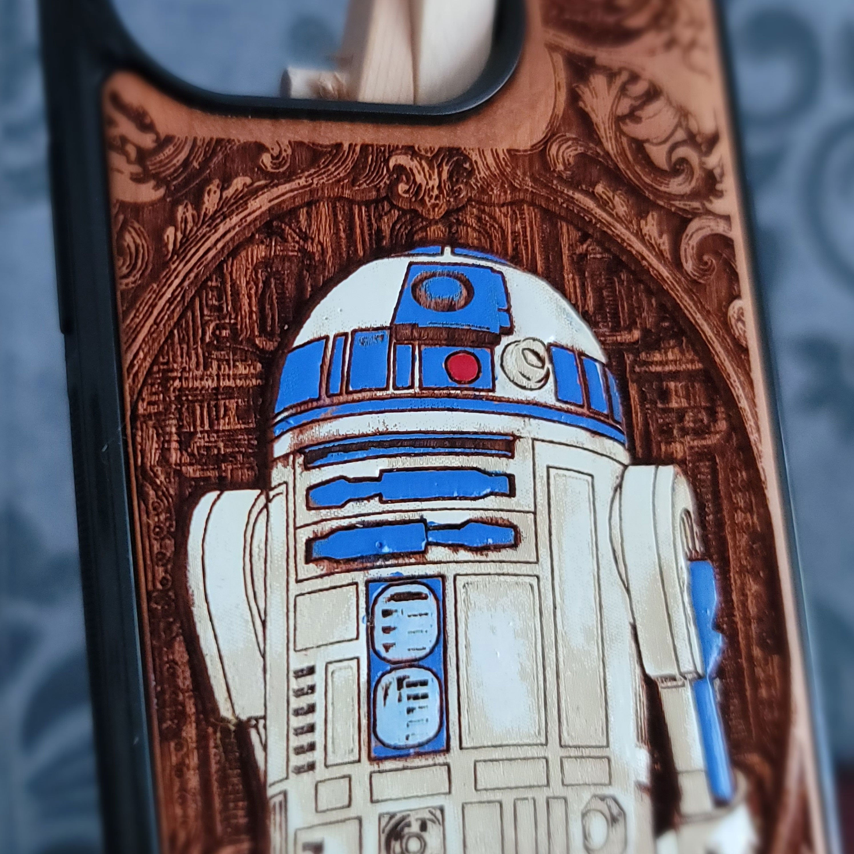 R2-D2 Star Wars Wooden Phone Case – Hand Painted