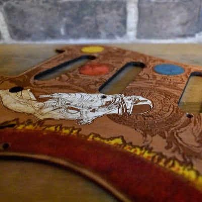 Handcrafted cherry wood pickguard, perfect for HSS & SSS Strato guitars.