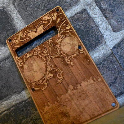 Hand-finished cherry wood tremolo cover for Stratocaster guitar