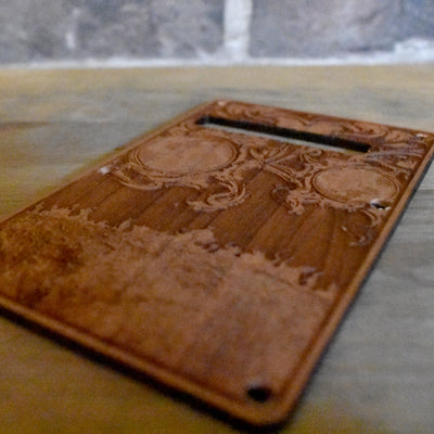 Reaching Atmosphere Tremolo Cover for Stratocaster Electric Guitar – gothic art, engraved wood, dark fantasy, skeleton design, artisan