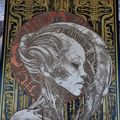 Gothic engraved wood art – gothic art, engraved wood, dark fantasy, skeleton design, artisan crafted