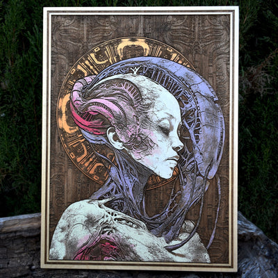 Replicant - Large - Limited Edition – gothic art, engraved wood, dark fantasy, skeleton design, artisan crafted