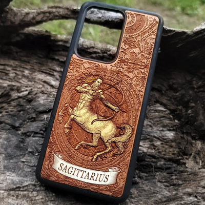 Sagittarius constellation phone cover engraved on real wood