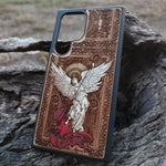 Load image into Gallery viewer, iPhone &amp; Samsung Galaxy Wood Phone Case -Artwork &quot;Saint Michael the Archangel&quot;
