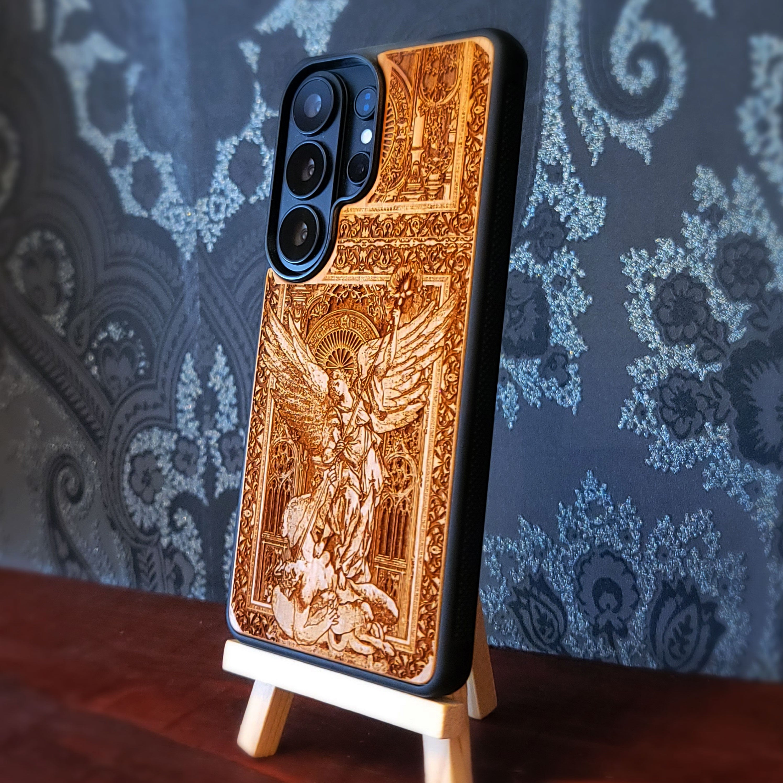 Saint Michael Defeating the Devil Wood Phone Case for iphone and samsung galaxy
