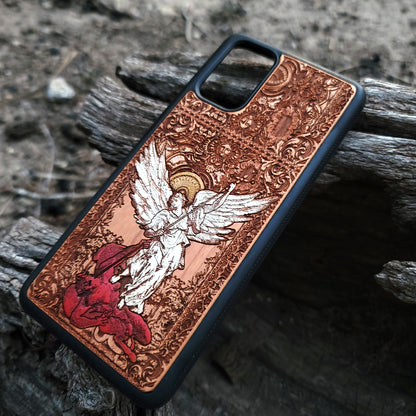 St Michael the Archangel Wood Phone Case Hand Painted