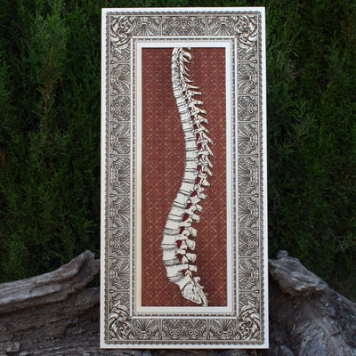 Spinney - Large Maple White Paint – gothic art, engraved wood, dark fantasy, skeleton design, artisan crafted