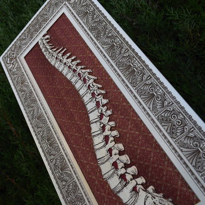 Spinney - Large Maple White Paint – gothic art, engraved wood, dark fantasy, skeleton design, artisan crafted