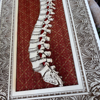 Spinney - Large Maple White Paint – gothic art, engraved wood, dark fantasy, skeleton design, artisan crafted