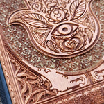 Load image into Gallery viewer, iPhone &amp; Samsung Galaxy Wood Phone Case - Hamsa Hand Golden Gothic Pattern Hand Painted

