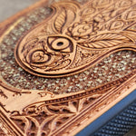 Load image into Gallery viewer, iPhone &amp; Samsung Galaxy Wood Phone Case - Hamsa Hand Golden Gothic Pattern Hand Painted
