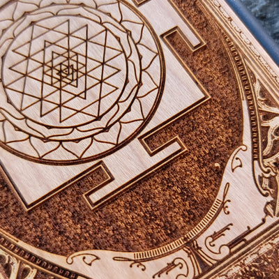 Wood phone case for iPhone & Samsung Galaxy featuring intricate Sri Yantra Chakra design. Laser-engraved with Gothic patterns, offering a unique, spiritual aesthetic. Slim, durable, and compatible with iPhone 15, 14, 13, 12, 11 Pro Max Mini & Samsung Galaxy S24, S23, S22, S21, S20 Ultra Plus Note 20. Stylish, protective, and personalized—order now!