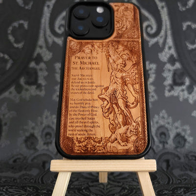 saint michael prayer wood phone case 