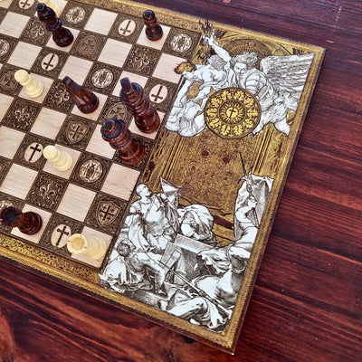 Saint Michael Chess Board Hand Painted II