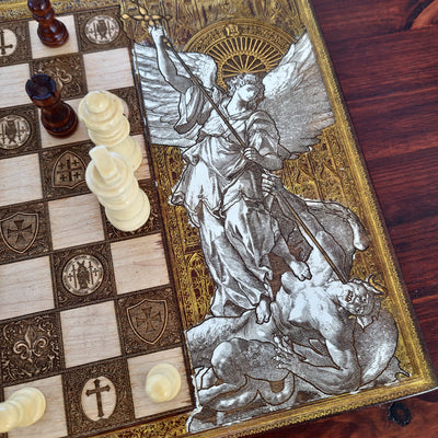 Saint Michael Chess Board Hand Painted II