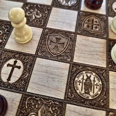 Saint Michael Chess Board Hand Painted II