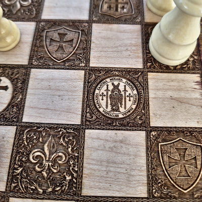 Saint Michael Chess Board Hand Painted II