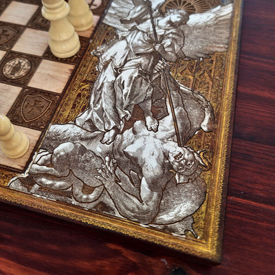 Saint Michael Chess Board Hand Painted II