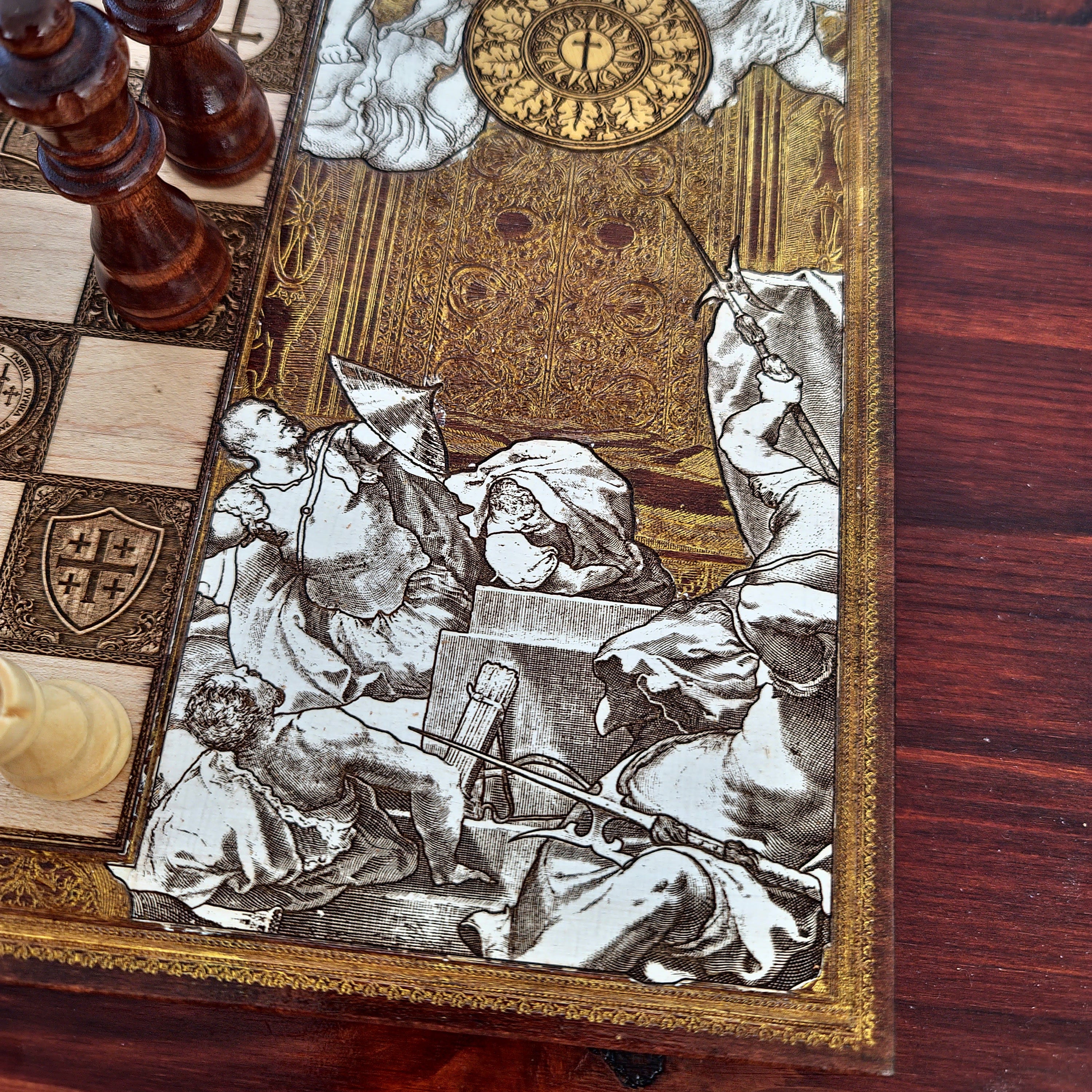 Saint Michael Chess Board Hand Painted II