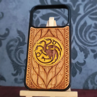 Medieval dragon phone case for Pixel 11 Pro with laser engraved heraldic symbol