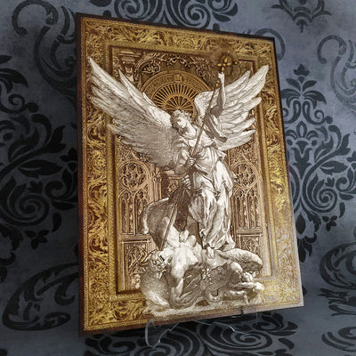 St Michael The Archangel III - Large Maple Stained Wood