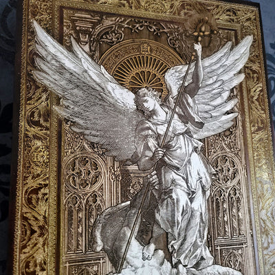 St Michael The Archangel III - Large Maple Stained Wood