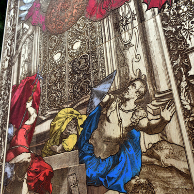 Gothic engraved wood art – gothic art, engraved wood, dark fantasy, skeleton design, artisan crafted